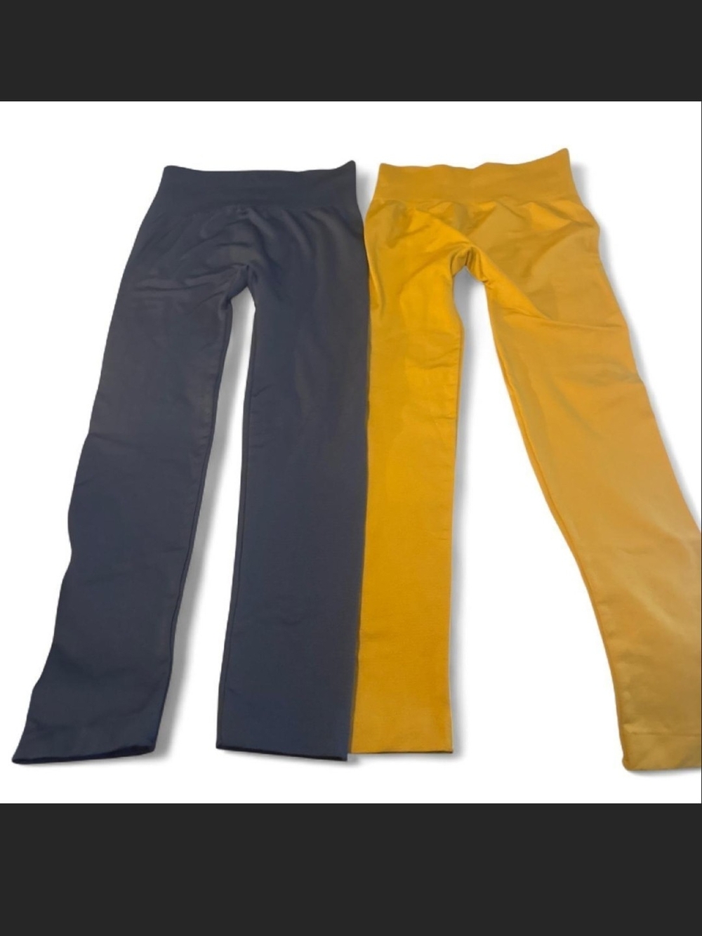 Women's Pull-On Stretch Leggings 2-Pack in Black and Mustard Size L/XL Guc